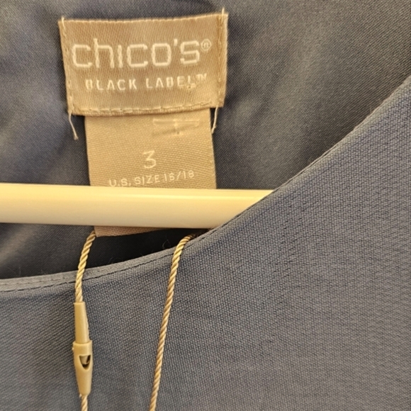 Chico's Black Label Side Flare Sleeve Top Blue Winter Lake NEW Womens - Picture 4 of 7